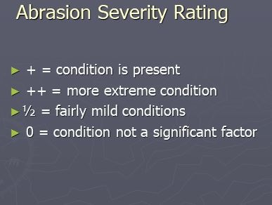 Abrasion Severity Rating Abrasion Severity Rating